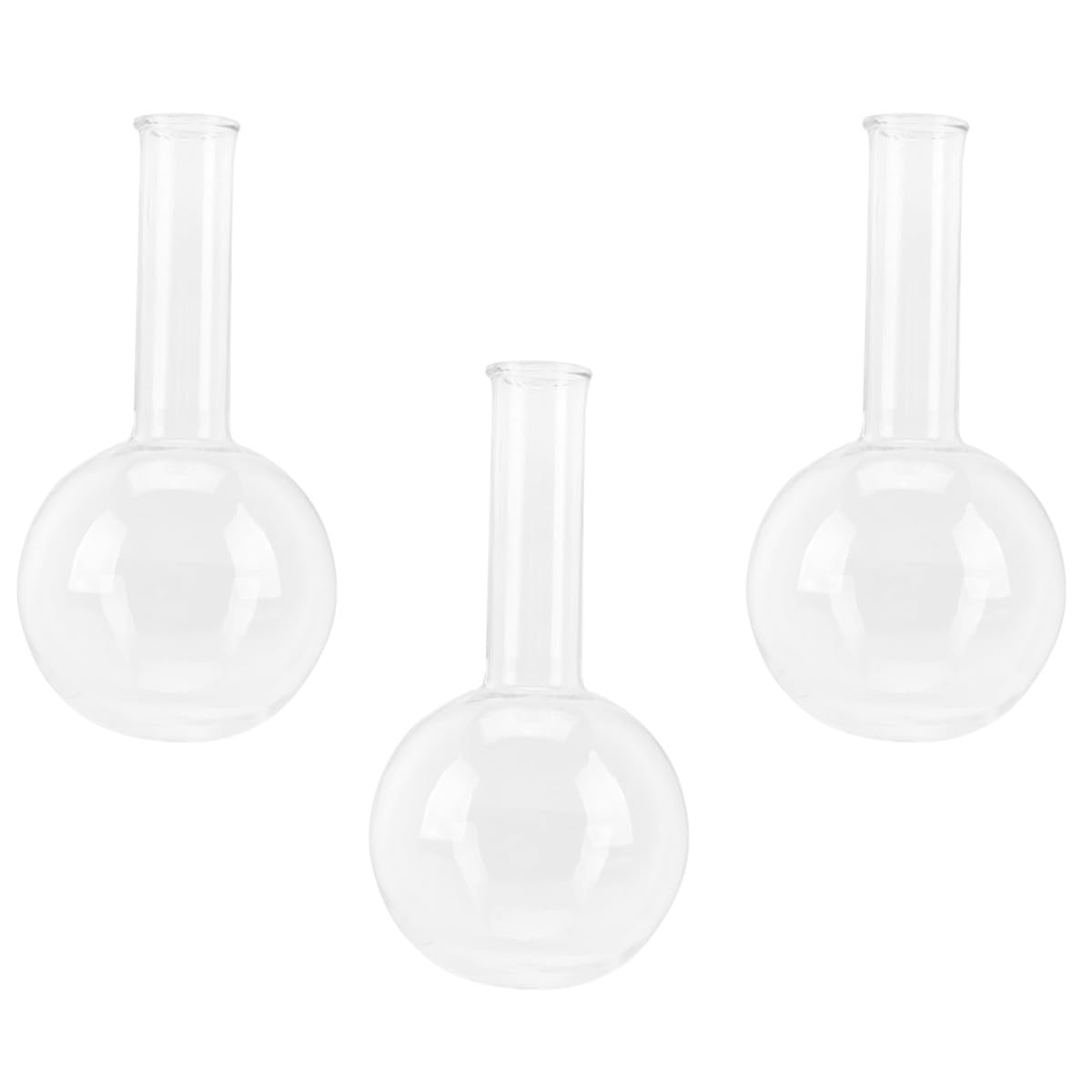 Rundkolben Laborflaschen aus Synthetischem Material mit Gleichmäßiger Wandstärke 3 Stück 250 Ml und Leicht Beobachtbarer Flüssigkeit für Lebenswissenschaften und Bildung