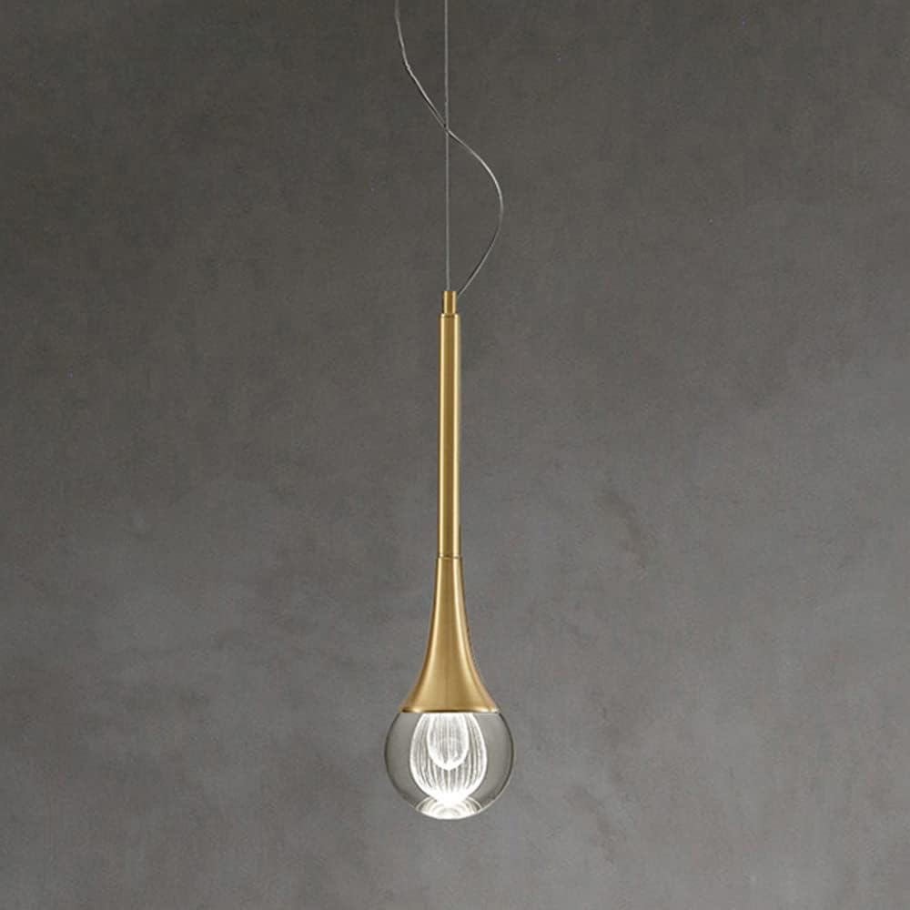 Led Crystal Lighting Ceiling Fixture Globe Hanging Lamp, Brass Kitchen Island Lights Single Chandelier, Kitchen Island Bedroom Dining Room Bar Suspended Lamps