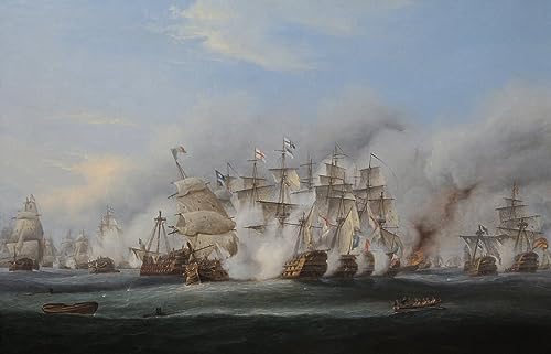 Lienzo de la batalla de Trafalgar 60x90cm, cuadros para dormitorios y decoración de paredes