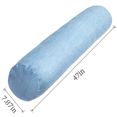 Body Pillow, Bolster Pillow with Cooling Cover, Long Round Roll Cylinder Pillow for Bed, 47" x 7.87", Blue