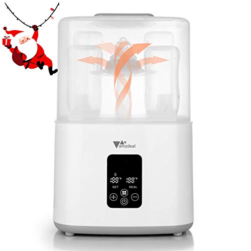 amzdeal 6-in-1 Baby Bottle Sterili-zer and Dryer, BPA Free Electric Steam Bottle Warmer with LCD Display, All-Round Sterili-zation and HEPA Filter, Auto Power-Off, for Drying & Warming & Heating