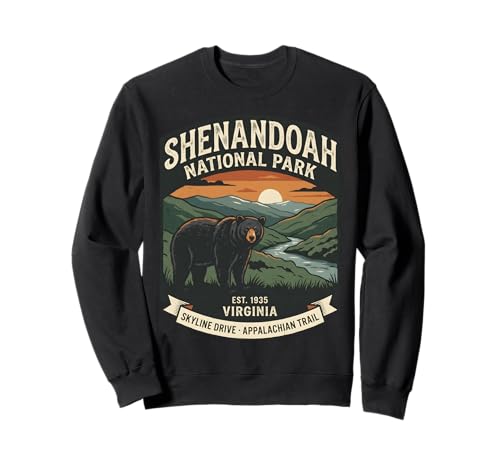 Badge Vintage Shenandoah National Park Virginia Ours Noir Sweatshirt