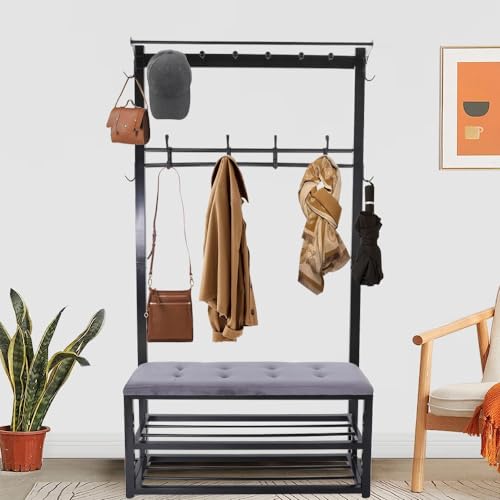 Portemanteau avec banc à chaussures pour optimiser l'espace des petits couloirs - 6