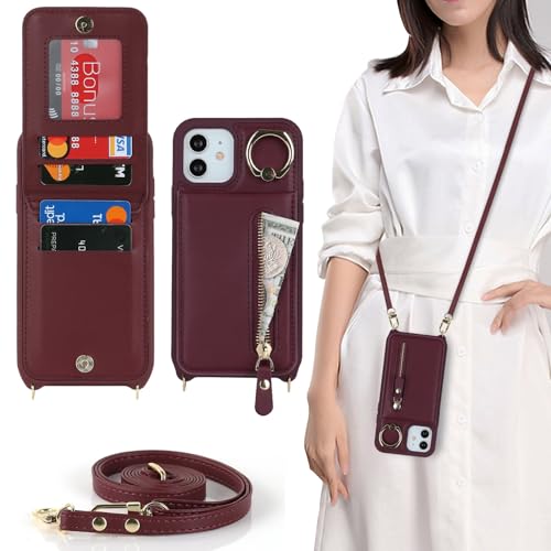 Zouzt for iPhone 12/12 Pro Case with Cord and Card Holde