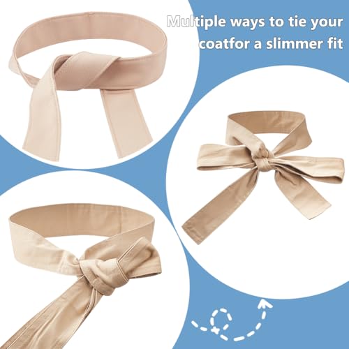 PLIGREAT 2 Pack Women Wind Coat Waist Belt Khaki Trench Waistband Replacement Wide Tie Waist Belt with Adjustable Buckle Polyester Waistband Belts for Coat Windbreaker Jacket Dress3