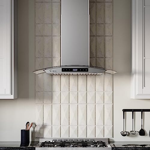 Empava Wall Mount Range Hood 30 Inch Ducted/Ductless(Charcoal-Filter Sold Separately), Kitchen Exhaust Stove Vent With 400Cfm, Tempered Glass, Led Light Stainless Steel, Empv-30Rh06 #TOP1
