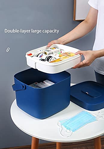 Caja de primeros auxilios portátil, 2 capas, para uso doméstico y exterior, kit de emerncy para acceso rápido y diagnóstico (blanco, L)
