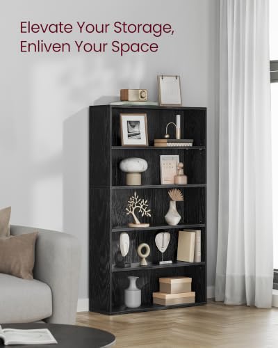 Image of VASAGLE Custos Collection - Bookshelf, 5-Tier Bookcase, Book Shelf, Open Storage Shelf, 9.4 x 31.5 x 52.5 Inches, for Living Room, Home Office, Dinning Room, Ebony Black ULBC175T56