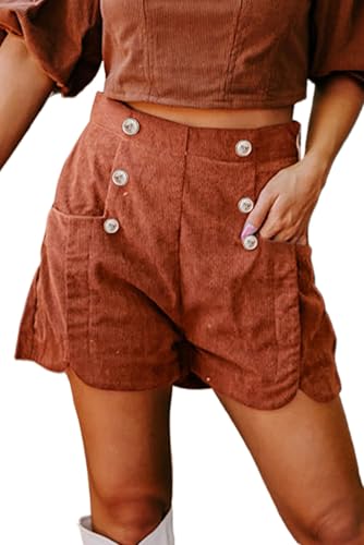 Chic Women's High Waist Corduroy Shorts in Clay – Perfect