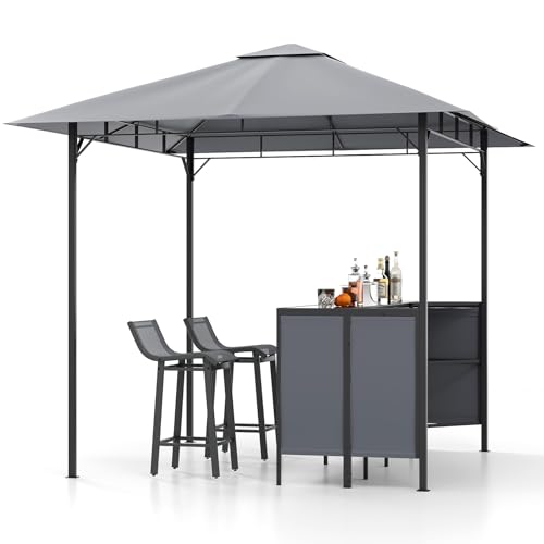 Tangkula 3-Piece Patio Bar Set with Gazebo