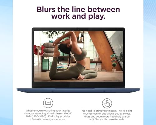 Image of Lenovo IdeaPad Slim 3 Chromebook 14 inch FHD Touchscreen Laptop, MediaTek (8-Core) CPU, 4GB RAM|64GB eMMC+64GB USB Flash Drive| Chrome OS| Wi-Fi 6| SD Card Reader| Blue| for Business & Students|RK Bundle