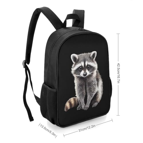 Cute Raccoon Travel Backpack Casual Daypack Shoulder Bag with Adjustable Shoulder Straps for Hiking2