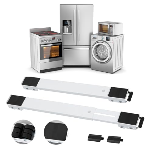 KELIXU Rouleaux extensibles pour machine à laver, roulettes robustes pour meubles de machine à laver, réfrigérateurs, sèche-linge et lave-vaisselle, supporte 300 kg, blanc