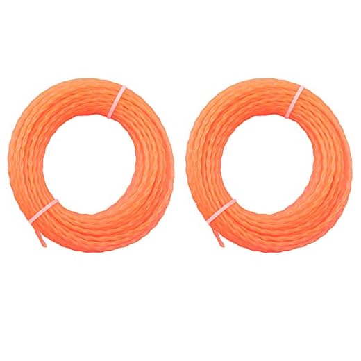 HONEYRAIN Heavy Duty 2.4 mm/.095" Round Twist Nylon Trimmer Line for Garden Grass Trimmers - 2 Pack (100 Feet)