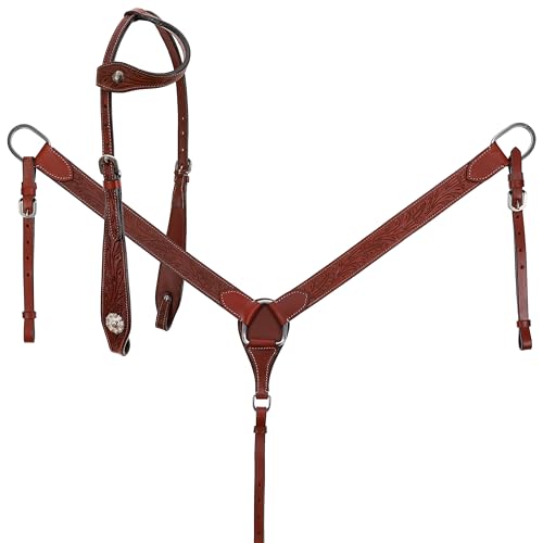 Juego de cabezales de piel Showman ideal para rutas ecuestres y ferias