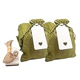 30 bolsas de arpillera de Navidad verde militar de 5 x 7 pulgadas con cordón, bolsas de regalo de vacaciones con 15 etiquetas blancas y 15 etiquetas de papel kraft y cordel de 10 m, bolsas de joyería