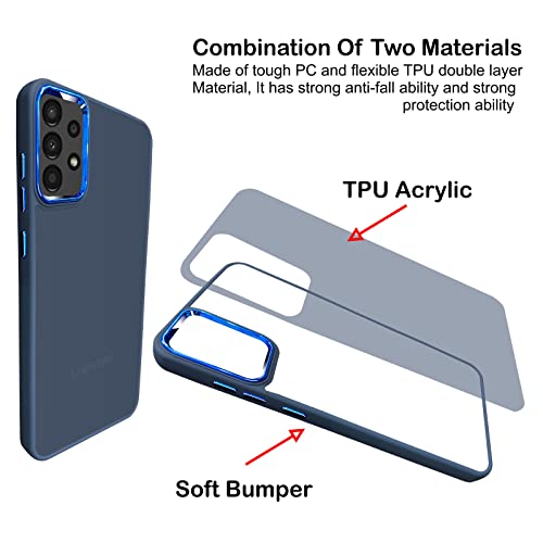 Image of A rtistque Frosted Translucent Back Cover Case for Samsung Galaxy A52 / A52s 5G | Electroplated Chrome Ring | Raised Camera Edges for Protection | Smooth Sides TPU - Blue