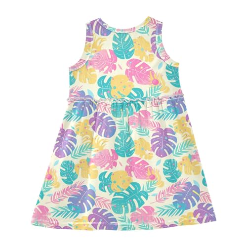 KLL Leaves Monstera Blots Girl Midi Dress Fashion Jumper Skirt Comfy Outfits Crew Neck2