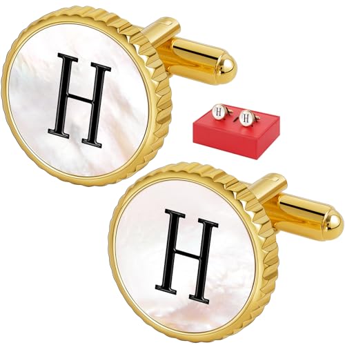 Cuff Links Mens Golden Silver Gunmetal Black, Cufflinks for Men Custom Initial Personalized Mother Of Pearl Mens Cufflink for Shirt Golden Silver Gunmetal Black Cuff Link Shirt for Wedding