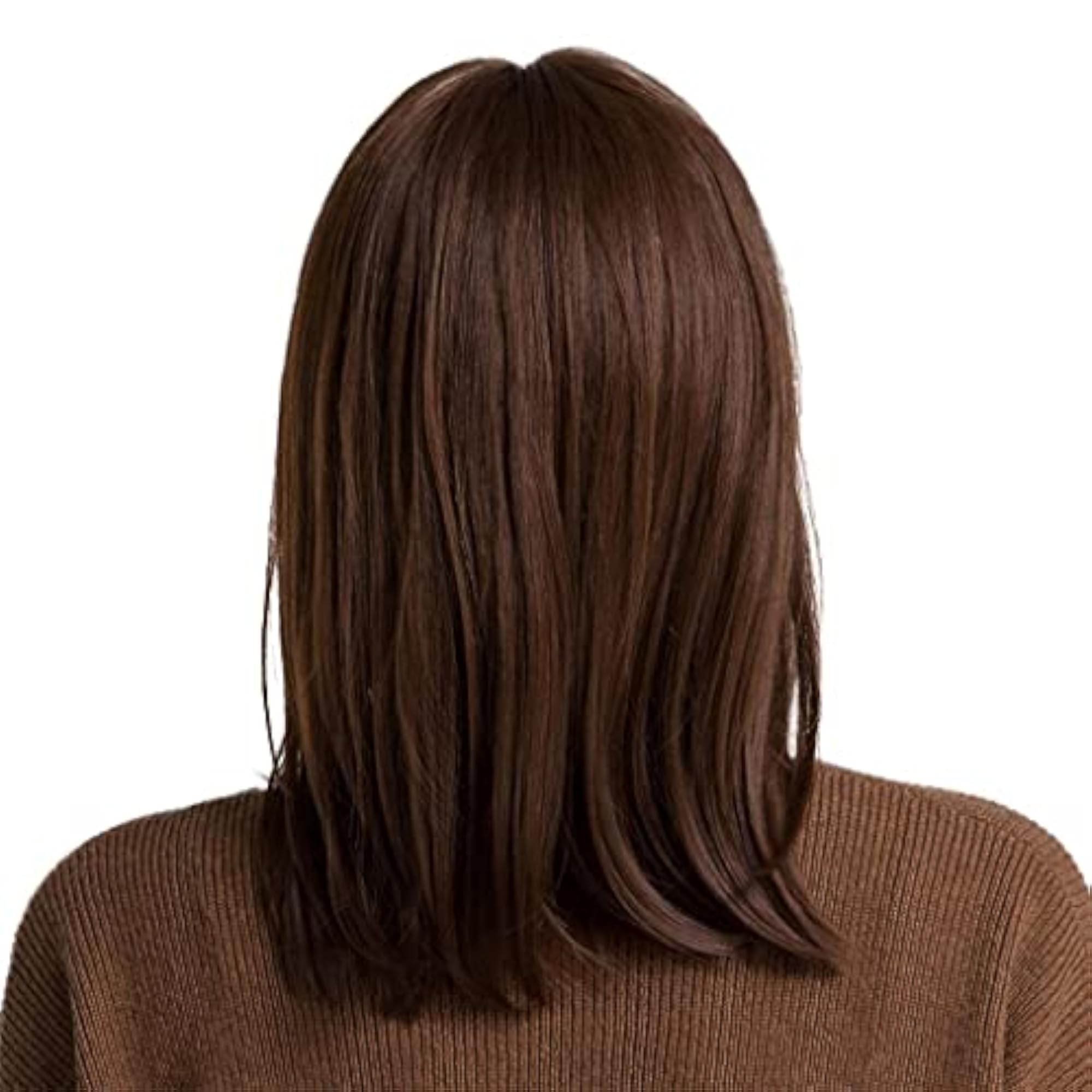 Brown Middle Long Straight Wig with Bangs