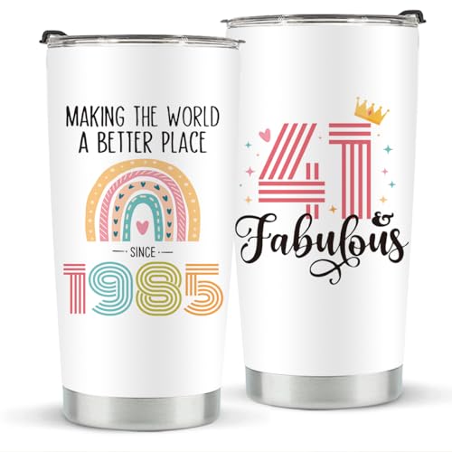 kdxpbpz 41st Birthday Gifts for Women Her, 1985 41st Birthday Decorations for Woman, 41 Year Old Gifts For Women, Mom, Wife, Sister, Friend, 20 oz Stainless Steel Vacuum Insulated Tumbler