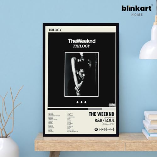 Image of BLINKART The Weekend- TRILOGY Wall Photo Frames | Wall Art for Bedroom, Living Room, Studio or Office | Album Cover Print with Spotify Song Link QR Code | Gift for Fans - 8x12 In
