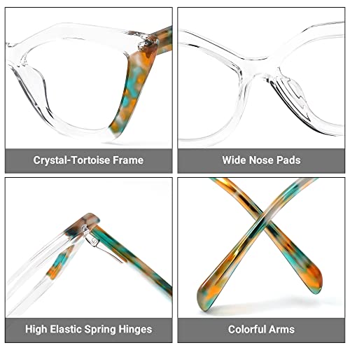 Image of Zeelool Stylish Acetate Cat Eye Glasses Frame with Non-prescription Clear Lens Women Oversized Eyewear Spitler ZJGA100148