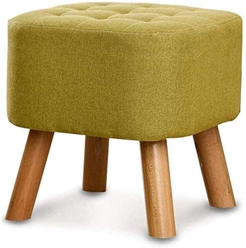 Repose-pieds rectangle en bois et lin gris | Pouf de salon