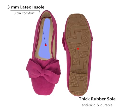 ODORHEISAYO Women's Square Toe Ballet Flats Comfortable Bow Dressy Flats Shoes for Women Flat Loafer Shoes Comfort Slip ons Casual Holiday2