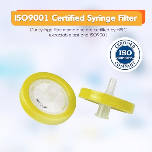 Image of PEKYBIO Syringe Filter Nylon Hydrophilic Filtration 0.22μm Pore Size, 25mm Membrane Diameter for Lab, Pack of 100, Non-Sterilized