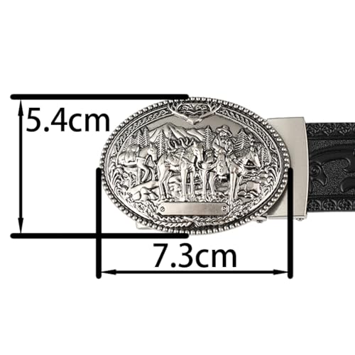 Dress Ratchet Belts for Men with Automatic Buckle, 3.5Cm Business Dress Belts, Embossing Leather Belt Western Cowboy Belts,Reddish brown b,130CM/51.2''2