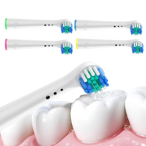 電動歯ブラシ 交換用 ヘッド | 4本 柔らかい毛 優しい付属品 | 歯ブラシ交換 汚れ除去 - バスルーム用,家庭用,職場用,大学用,休日用,旅行用