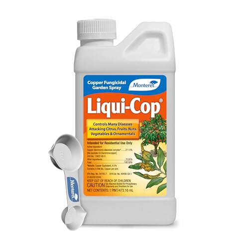 Monterey Copper Fungicide Garden Spray Bundled with Measuring Spoon - Controls Diseases on Citrus Fruits Nuts Vegetables & Ornamentals Preventative Disease Protection - 1 Pint