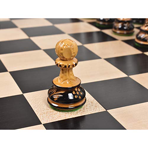 Royal Chess Mall Russian Zagreb Chess Pieces Only Chess Set, Burnt Boxwood Carved Wooden Chess Set, 3.9-In King, Luxury Chess Set, Weighted Gloss Chess Pieces (2.67 Lbs) #TOP7
