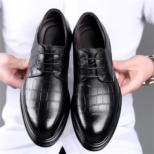 Men Oxford Leather Dress Shoes Pointed Toe Brogue Lace Up Platform Classic Formal Business Wedding Tuxedo Genuine Leather Low Top Office Comfortable2