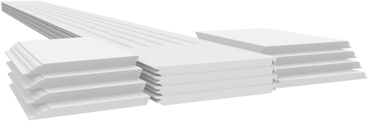 Ekena Millwork 8"W x 8'H Premium Square Non-Tapered Fluted PVC Endura-Craft Column Wrap Kit, Mission Capital & Base