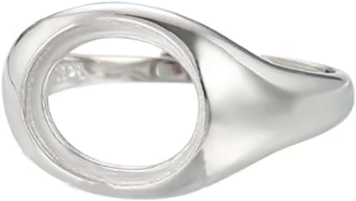 925 Sterling Silver Adjustable Ring Settings Oval Cabochon Cameo DIY Rings Jewelry Making Gifts for Women