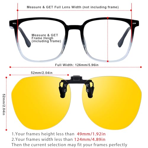 Trysee Night Vision Pro Clip On Day & Night Driving Glasses Polarized Anti Glare Sunglasses TS-CO-10092