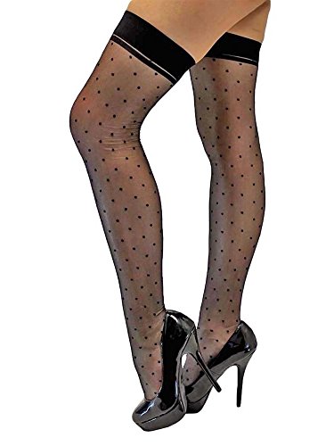 Luxury Divas Black Polka Dot Sheer Thigh High Stockings2