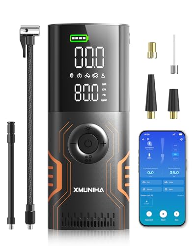 Tire Inflator Portable Air Compressor - Smart APP Control Bike Pump, All-in-One Storage Air Pump for Car Tires, 150PSI Tire Pump with Digital Gauge, Cordless Pump for Car, Motorcycles, Bikes, Balls