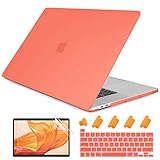 Dongke for MacBook Pro 13 inch Case 2020 Release Model A2338 M1 A2251 A2289, Plastic Hard Shell Case & Keyboard Cover Only Compatible with MacBook Pro 13 2020 Touch Bar Fits Touch ID, Living Coral