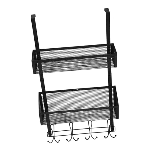 Unomor Door Rack Hanger Over The Door Coat Rack Mesh Baskets Organizer Bathroom Organizer No Drill Multilayered Carbon Steel Space-Saving