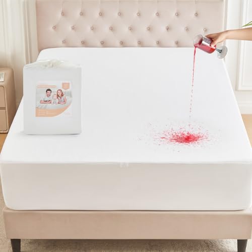Chenille Home Waterproof Mattress Protector 180x200x40cm Soft Terry Bed Cover Noiseless & Breathable Deep Pocket Fitted Design for Bed Care