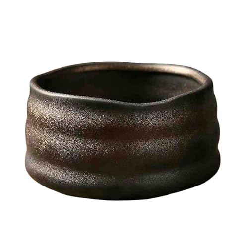 Set di contenitori multiuso Ciotola per Matcha in ceramica grezza squisita con bocca, ciotola da tè giapponese in ceramica retrò, utensili e accessori per Matcha fatti su misura per (C, 12.7x7.5cm)