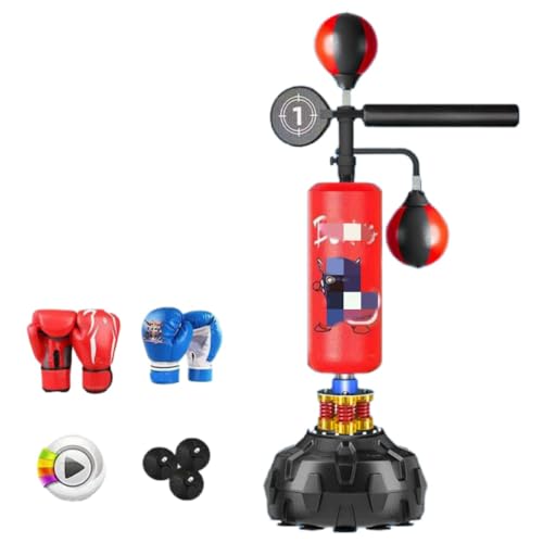 Kirnuo ボクシング用サンドバッグ、パンチングボール、スピードバー、スタンドアップボクシング用具、大人と子供用、回転垂直スティックターゲット、ホームトレーニングデバイス、サンダ機器、戦闘反応目標、ストレス解消 格闘技 自宅 初心者用 (C)