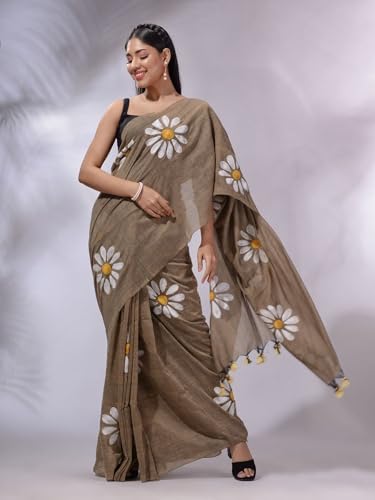 Image of Yashika Women's Georgette Floral Printed Saree With Unstitched Blouse Piece |saree for Women | New Sari | Saree