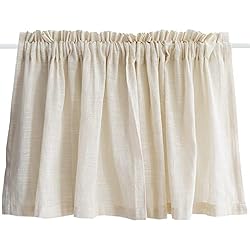 Mueble Para Fregadero Rustico A.Monamour Cortina Cocina Ventana Puerta Corta Pequeña Beige Algodón Y Lino Transparente Translúcida Bolsillo para Varilla Panel Cenefa Rustica Bistro para Dormitorio Café Baño Habitación Terraza