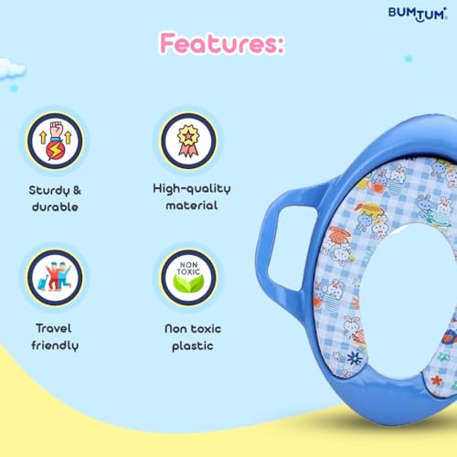Image of BUMTUM Baby Potty Seat | Soft Cushion Potty Seat With Handle For Extra Comfort | Suitable For Potty Training of Babies, Kids & Toddlers(Blue)