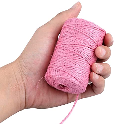 Image of ecofynd Single String Color Jute Cord | Natural Hemp Rope for Wall Hanging, Plant Hanger Gift Wrapping, Garden Art | Thread Material for DIY Craft Projects, (2mm, 130 Meters, Baby Pink)