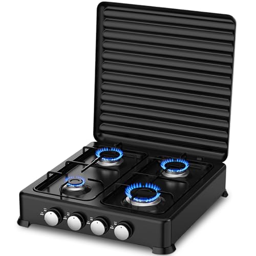 La mejor comparación de Precio Estufa 4 Quemadores los mejores 5. 38 Parrilla de Gas 4 Quemadores, Estufa de Sobreponer Recubrimiento en Polvo Sobre Chapa Metálica con Tapa Rejilla Cuadrada para Ollas Perilla PP Estufa de Mesa para Gas LP Cocina...